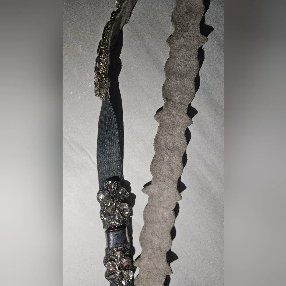Deepa Gurnani Crystal Embellished Skinny Belt Elastic S/M Boho Glam Statement